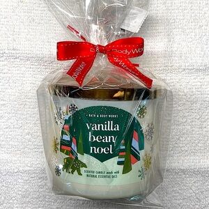 BBW Vanilla Bean Noel Candle White 3 Wick Gift Wrapped New